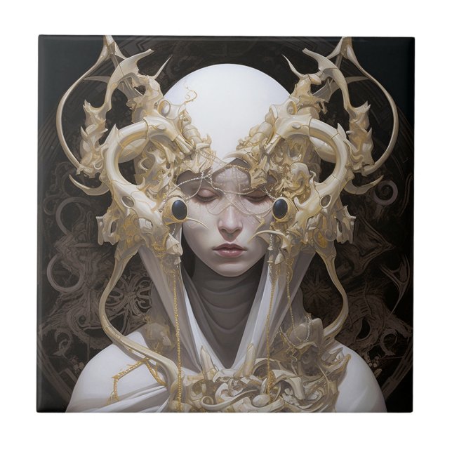 Beautiful Witch Demon Queen Fantasy Art Tile (Front)