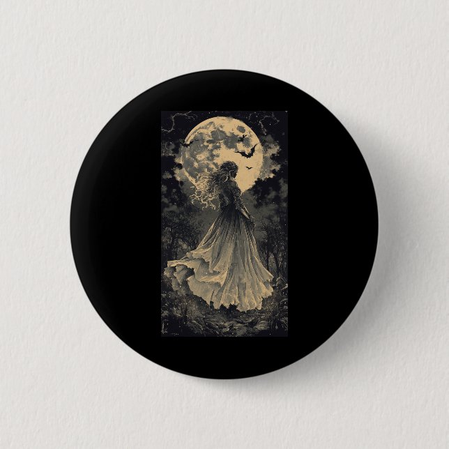Beautiful Witch Gothic Fantasy Vampire Moonlight  2 Inch Round Button (Front)