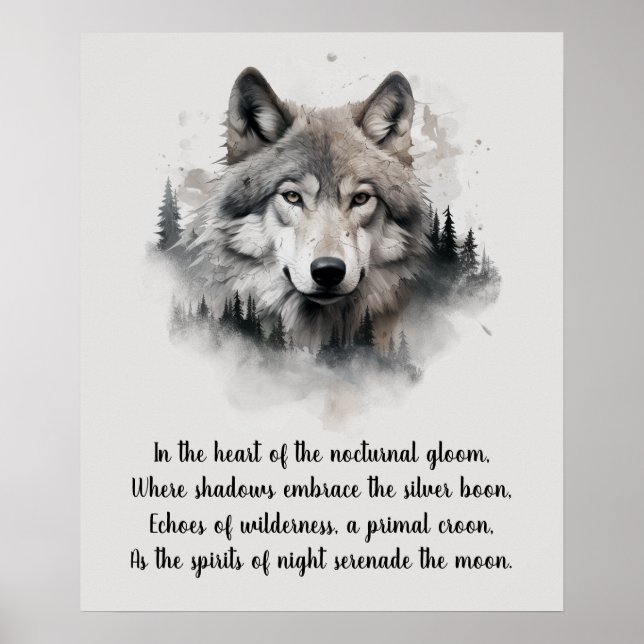 Beautiful Wolf Head and Poem Poster (Front)