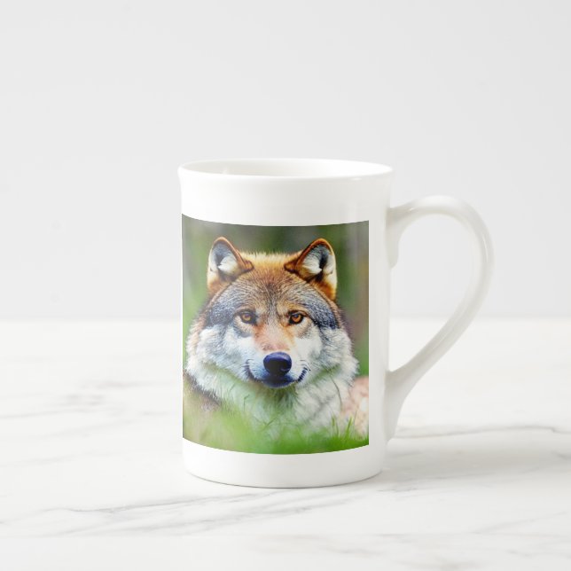 Beautiful Wolf head Painting  Bone China Mug (Right)