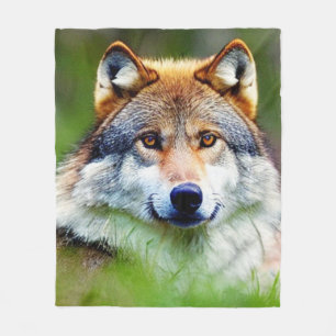 Beautiful Wolf head Painting  Fleece Blanket
