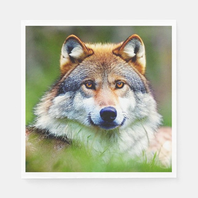 Beautiful Wolf head Painting  Napkin (Front)