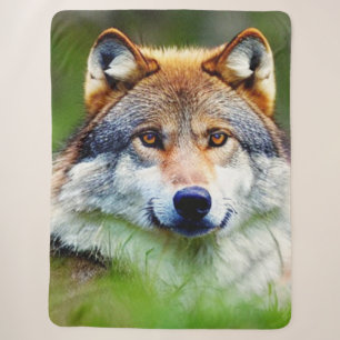 Beautiful Wolf head Painting Sherpa Blanket