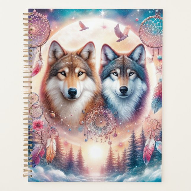 Beautiful Wolves and Dreamcatchers Planner (Front)
