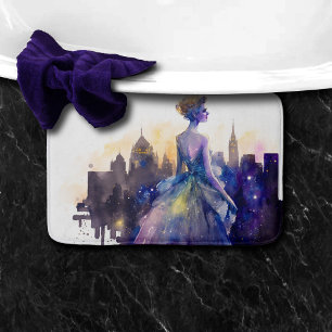 Beautiful Woman   Abstract Fairytale City Princess Bath Mat