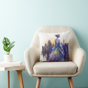 Beautiful Woman   Abstract Fairytale City Princess Throw Pillow