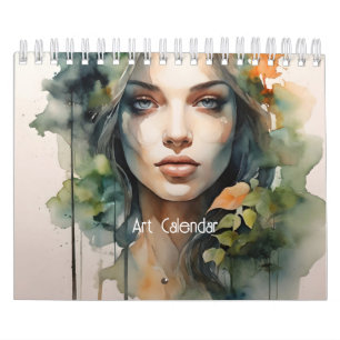 Beautiful woman art double exposure calendar