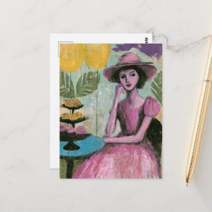 Beautiful Woman at the Cupcake Table Postcard