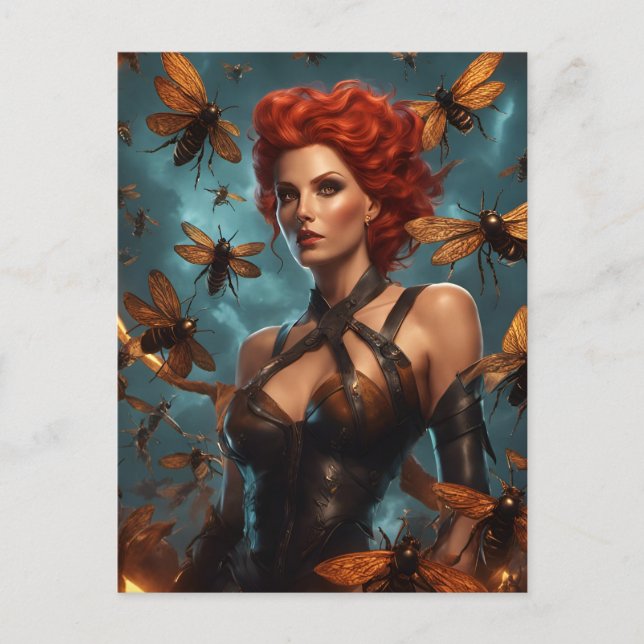 Beautiful Woman Bee Goddess Postcard (Front)