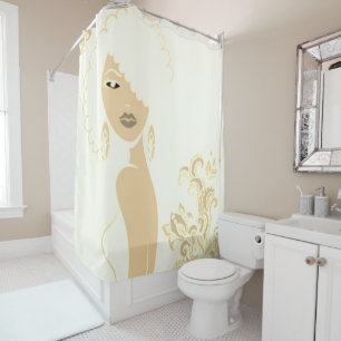 Beautiful Woman Beige Shower Curtain