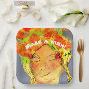 Beautiful Woman Birthday Wishing Paper Plate