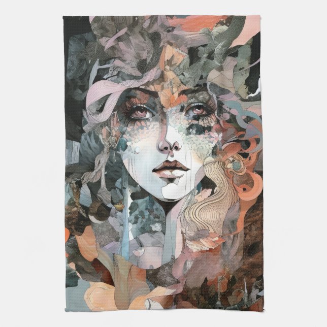 Beautiful Woman Collage Kitchen Towel (Vertical)