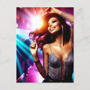 Beautiful Woman Dancing in Nightclub Digital Art Postcard