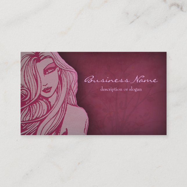 Beautiful Woman Deep Pink Business Card (Front)