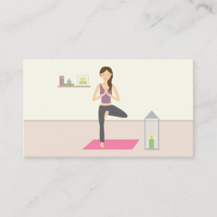Beautiful Woman Doing Yoga In A Decorated Room Business Card
