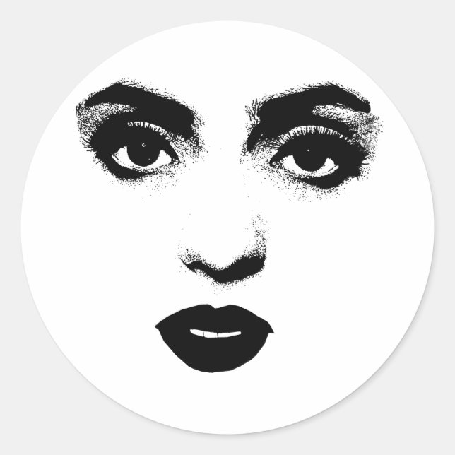 Beautiful Woman Eyes Lips Makeup face Original Art Classic Round Sticker (Front)
