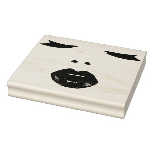 Beautiful Woman Face Eyes lips Original art Rubber Stamp