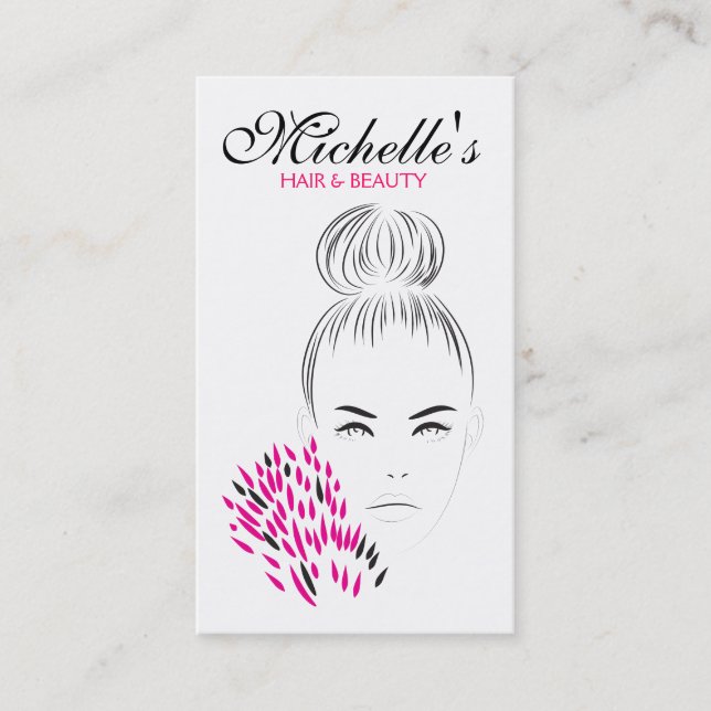 Beautiful woman fashion illustration branding business card (Front)