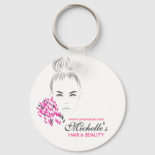 Beautiful woman fashion illustration branding keychain