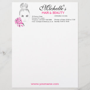 Beautiful woman fashion illustration branding letterhead