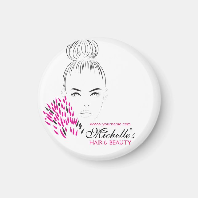 Beautiful woman fashion illustration branding magnet (Front)