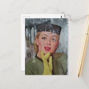 Beautiful Woman From 1950s era Collage Postcard