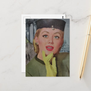 Beautiful Woman From 1950s era Collage Postcard