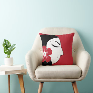 Beautiful Woman Illustration Throw Pillow
