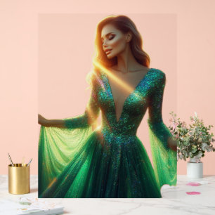 Beautiful Woman in a Green Dress on a 18x24  Acrylic Sign