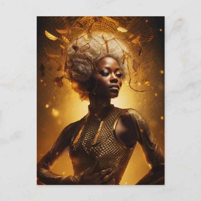 Beautiful Woman in Gold Postcard (Front)