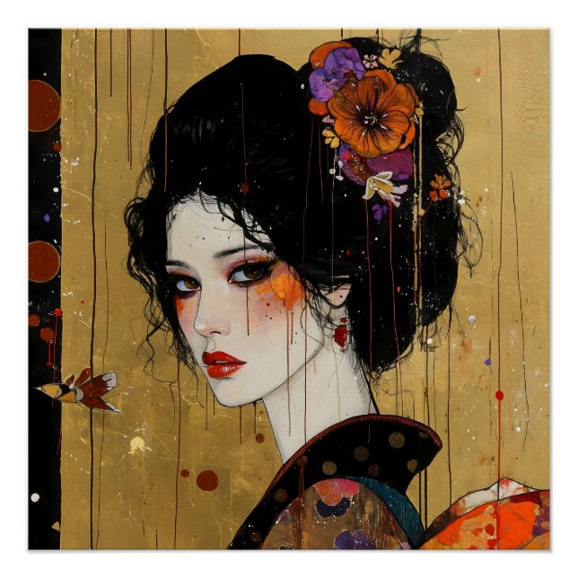 Beautiful Woman in Kimono Poster (Front)