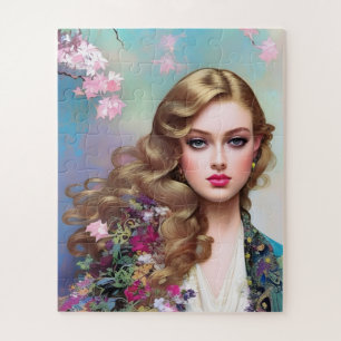 Beautiful Woman in Spring Jigsaw Puzzle