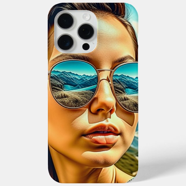 Beautiful Woman in Sunglasses Mountain Reflectoin Case-Mate iPhone Case (Back)