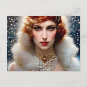 Beautiful Woman in White Postcard