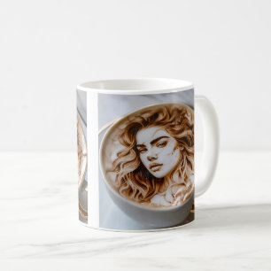 Beautiful Woman Latte Art Coffee Mug