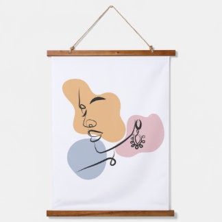 beautiful woman line art hanging tapestry