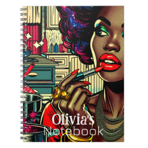 Beautiful Woman Putting on Lipstick Personalized Notebook