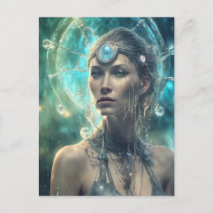 Beautiful Woman Space Alien Scifi Postcard