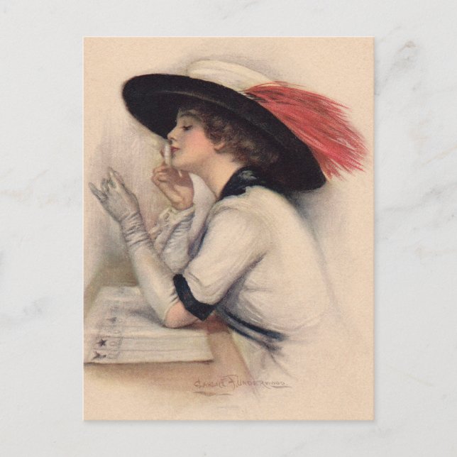 Beautiful Woman Voting - Vintage Suffrage Fashion Postcard (Front)