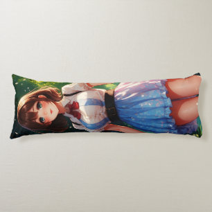 Beautiful woman walking in a candy forest body pillow