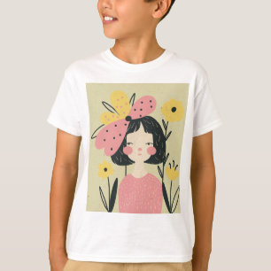 beautiful woman with a pink flower	 T-Shirt