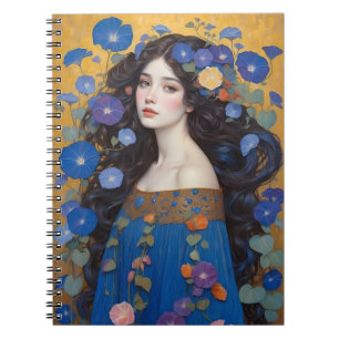 Beautiful Woman With Morning Glories  Notebook