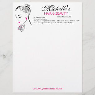 Beautiful woman with pink earrings branding letterhead