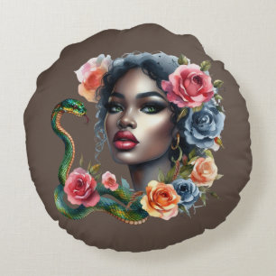 beautiful women and snake cushion