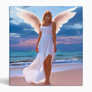 Beautiful Women with Angel Wings on a Beach Binder