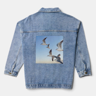 Beautiful Women's Birds Flying High image Fashion Denim Jacket