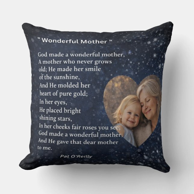Beautiful “Wonderful Mother” Poem Cushion Gift (Front)