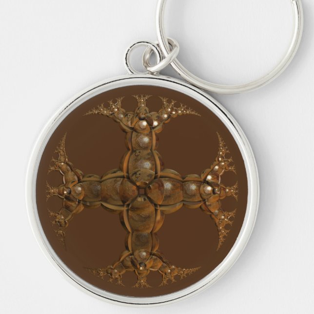 Beautiful Wood Carved Pattern Designer Keychain (Front)