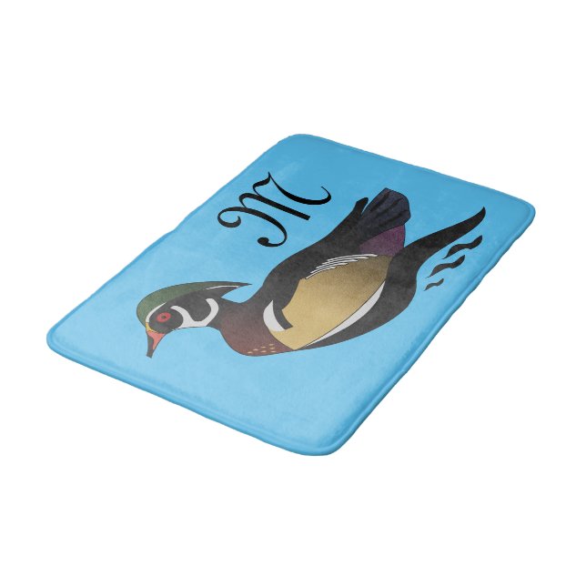 Beautiful Wood Duck Swimming Bath Mat (Angled)