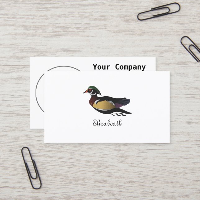 Beautiful Wood Duck Swimming Business Card (Front/Back In Situ)